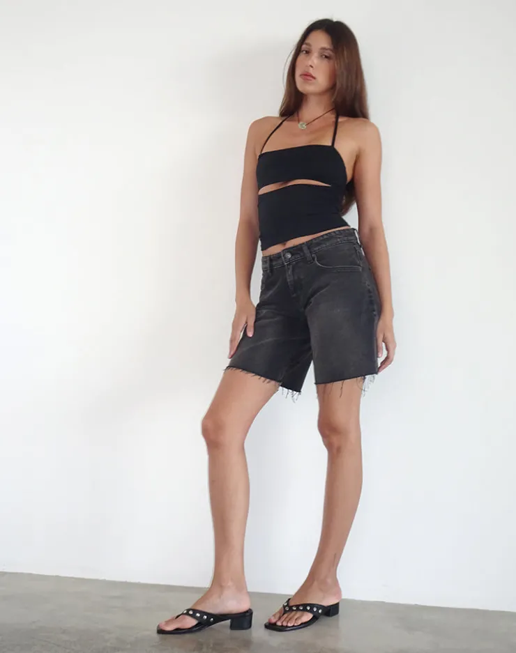 Women Motel Rocks Basic Tops | Halterneck Tops | Yasi Top in Black