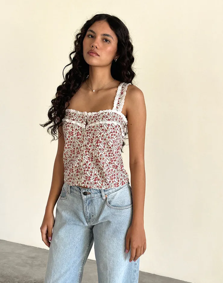 Women Motel Rocks Vest Tops | Strappy Tops | Zarinata Cami Top in Pretty Ditsy