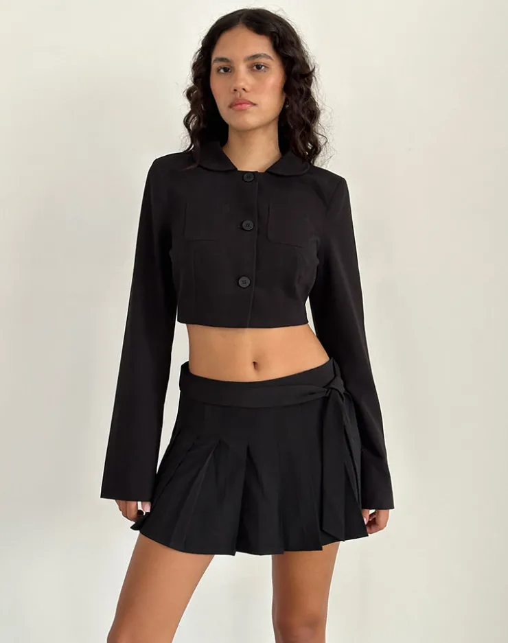 Women Motel Rocks Basics | Co-ords | Zekira Pleated Mini Skirt in Black