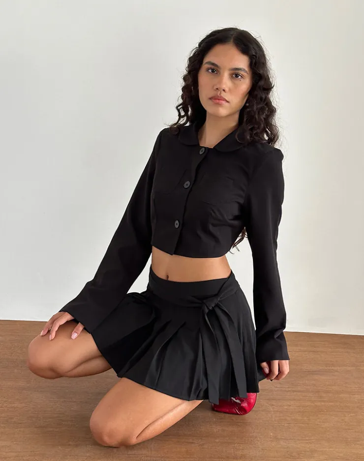 Women Motel Rocks Basics | Co-ords | Zekira Pleated Mini Skirt in Black