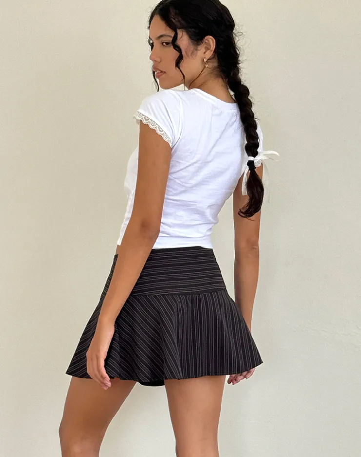 Women Motel Rocks A Line Skirts | Mini Skirts | Zelian Mini Skirt in Pinstripe Black