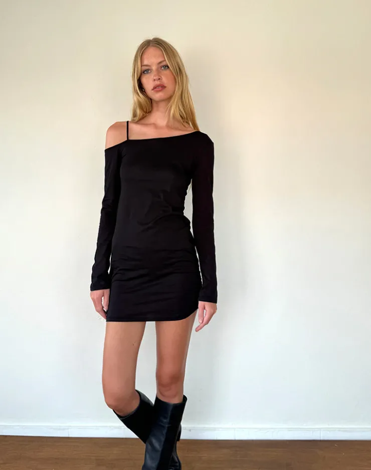 Women Motel Rocks Long Sleeve Dresses | Basic Tops | Zylene Mini Dress in Black